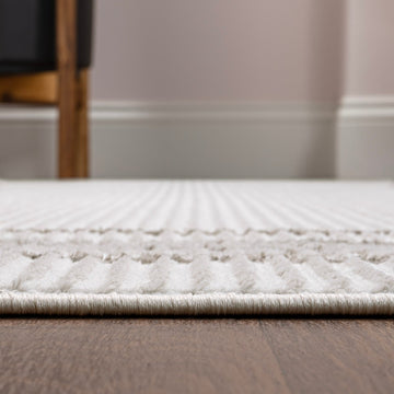 Athens Classic Border Marble Pattern High-low Area Rug